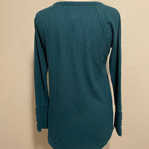 Chaser Teal Long Sleeve Knit Sweater Shirt With Buttons Size Medium Womens - Picture 4 of 7
